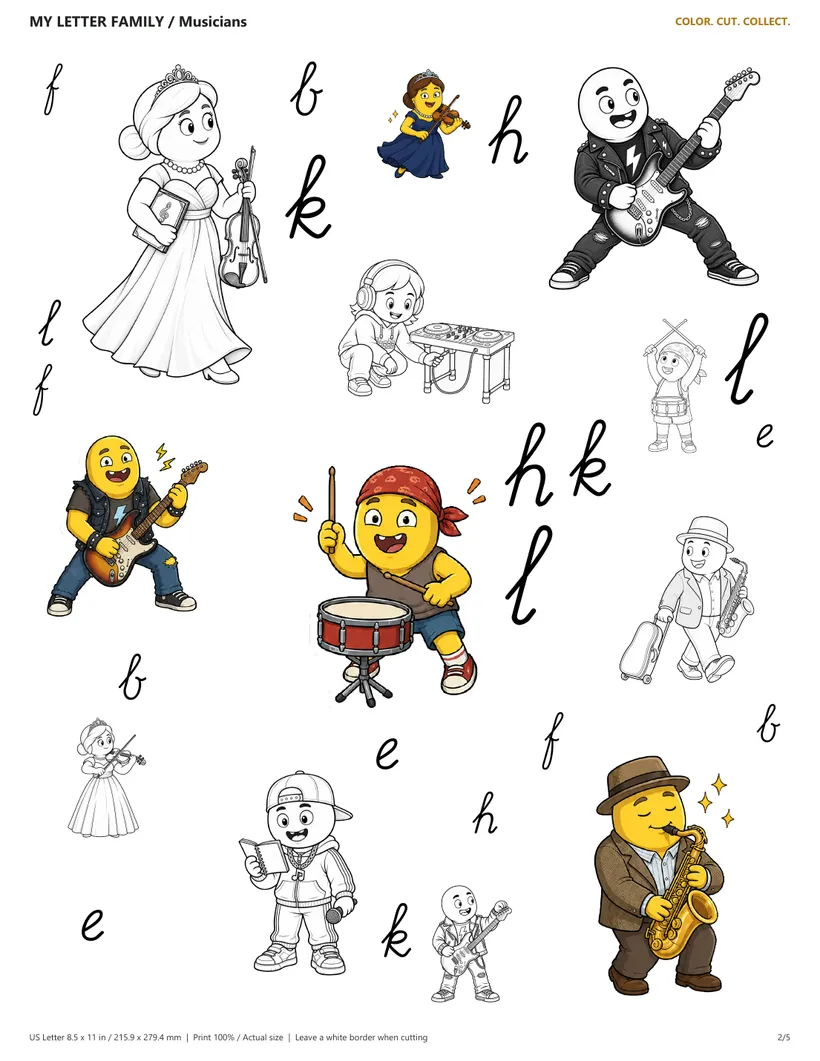 The Musicians sticker sheet