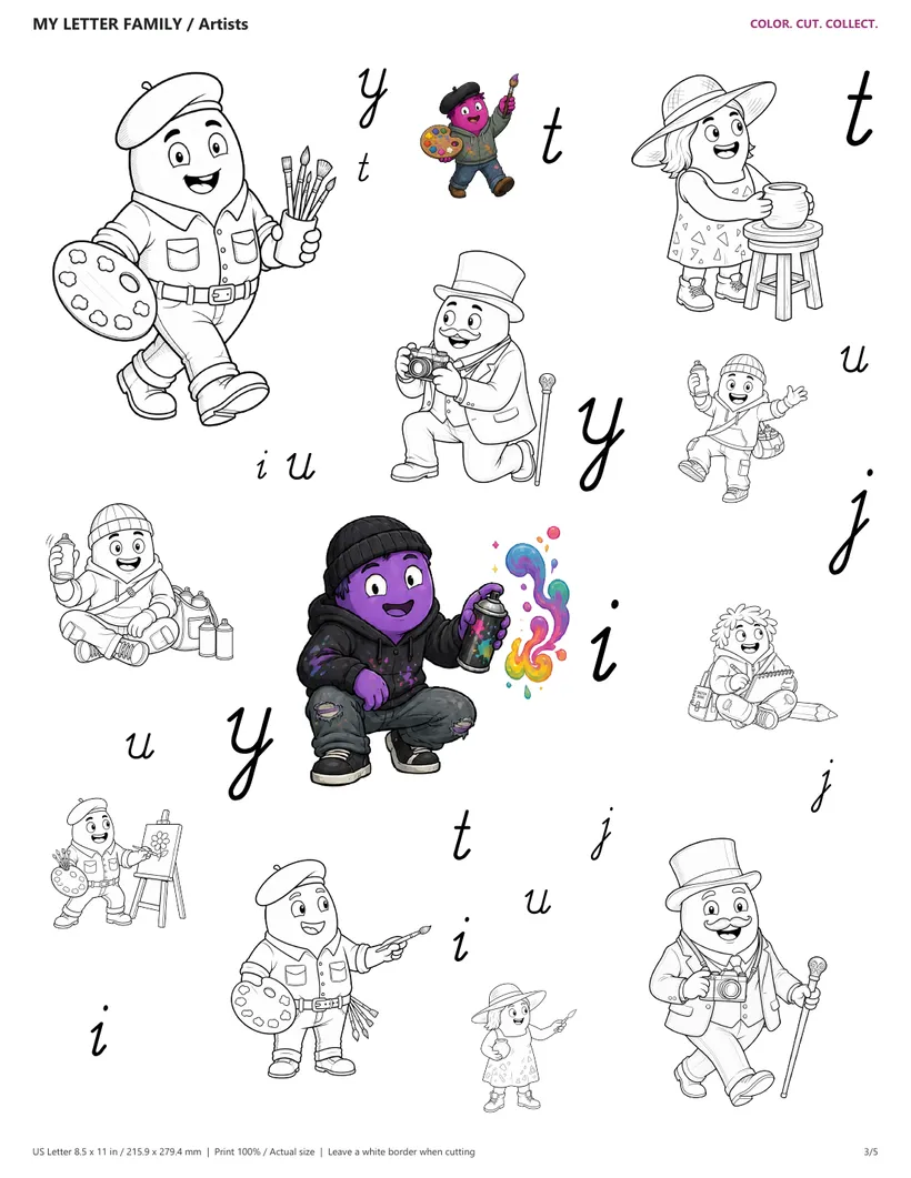 The Artists sticker sheet